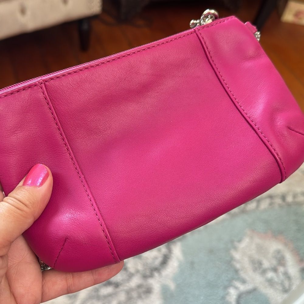 EUC Coach Barbie-Pink Leather Small Wristlet Bag - Picture 9 of 11
